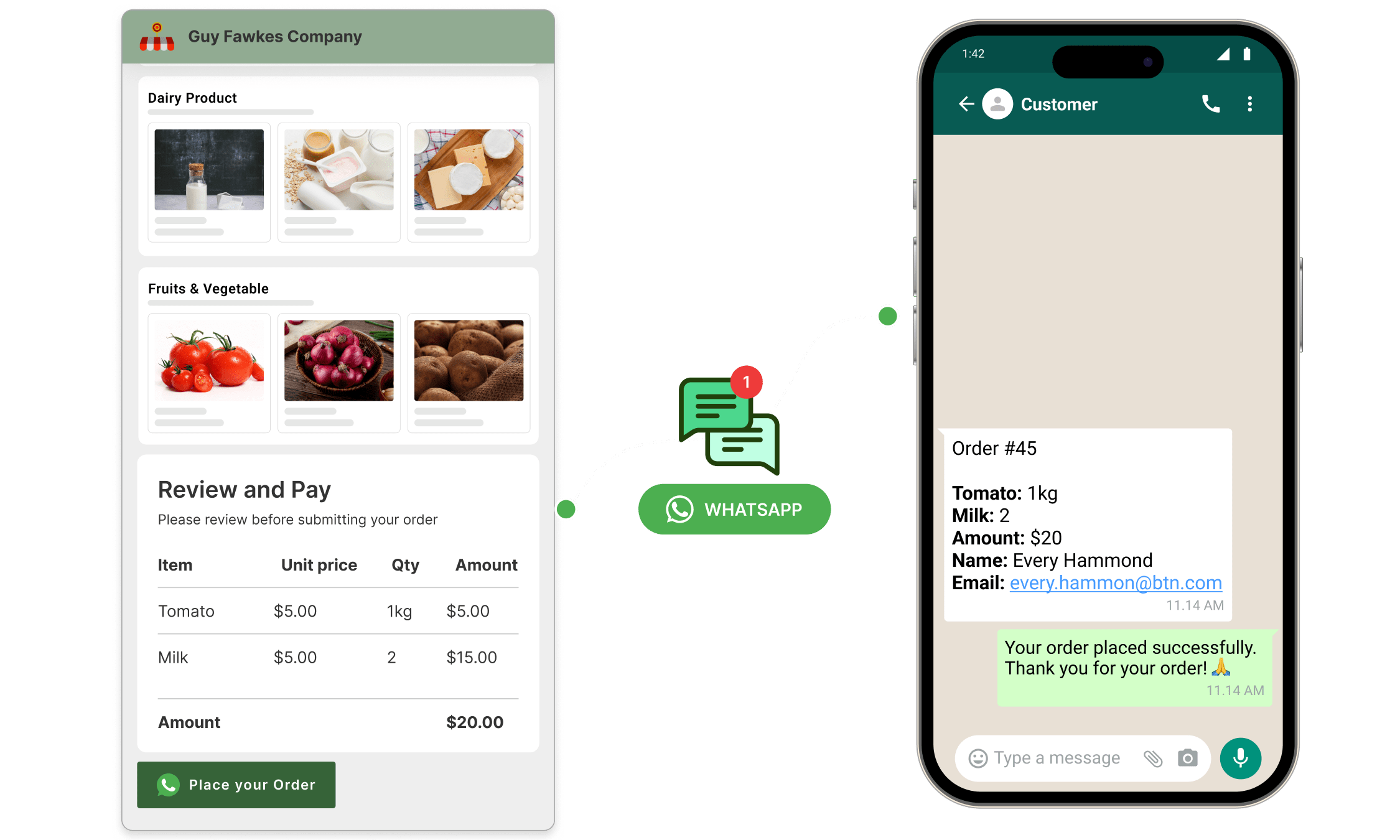Take orders from your WhatsApp contacts