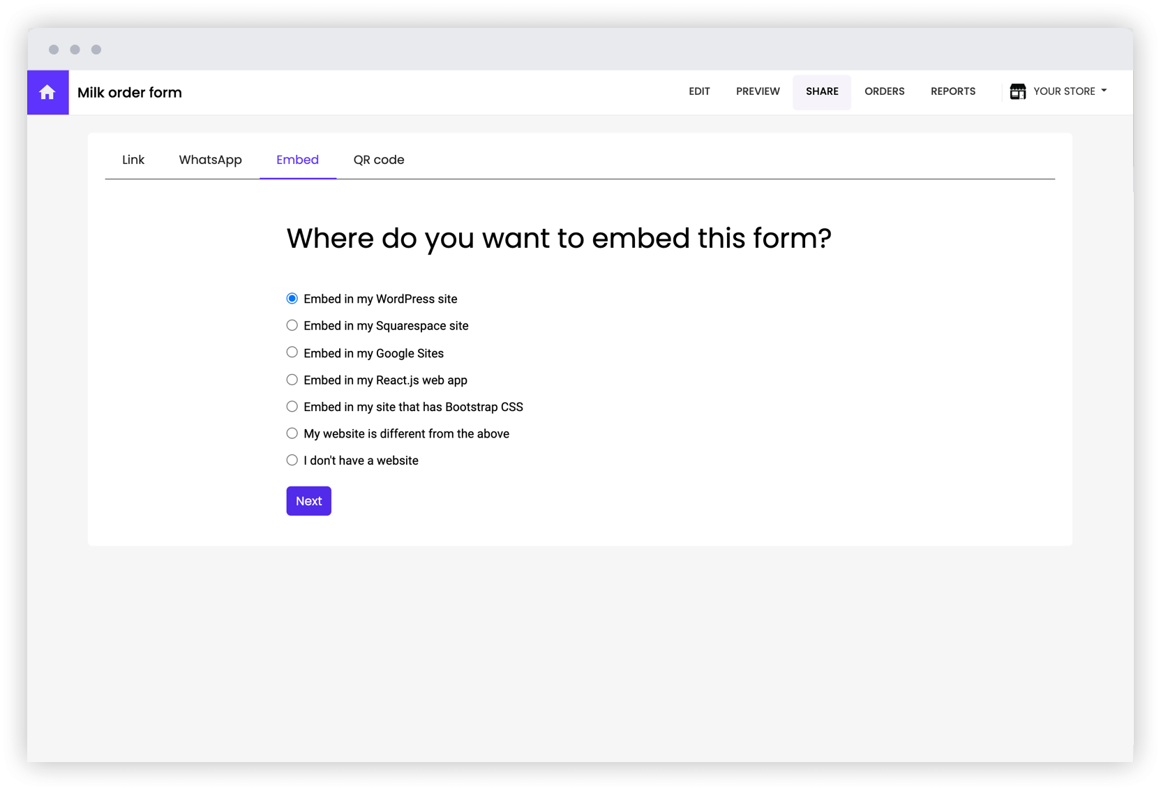 Neartail - Form builder for order form