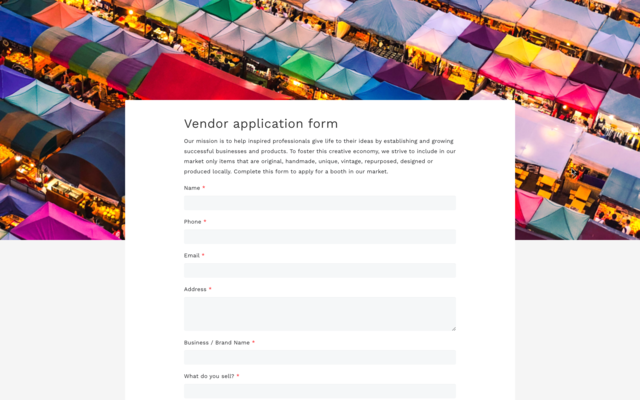 Vendor application form