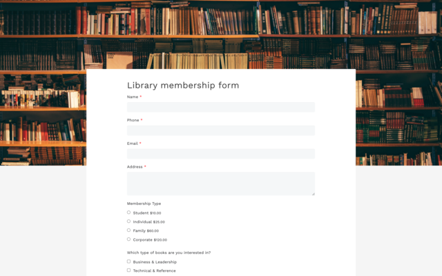 Library membership form
