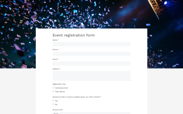 Event registration form template for Google Forms