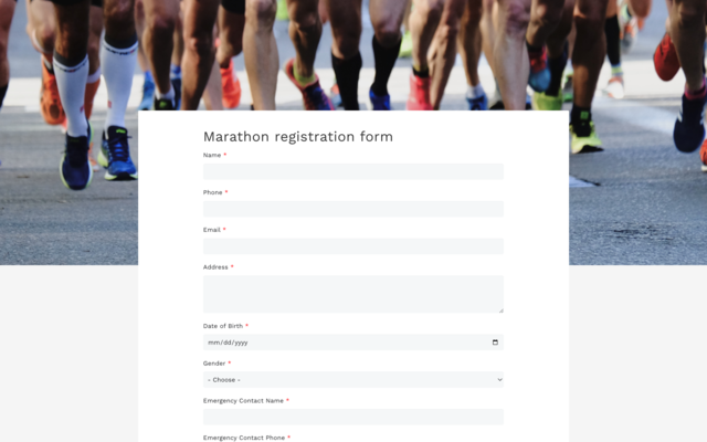 Marathon registration form