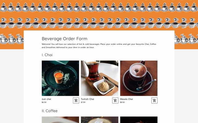 Beverage order form
