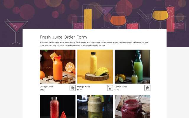 Fresh juice order form