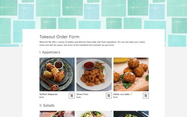 Takeout order form