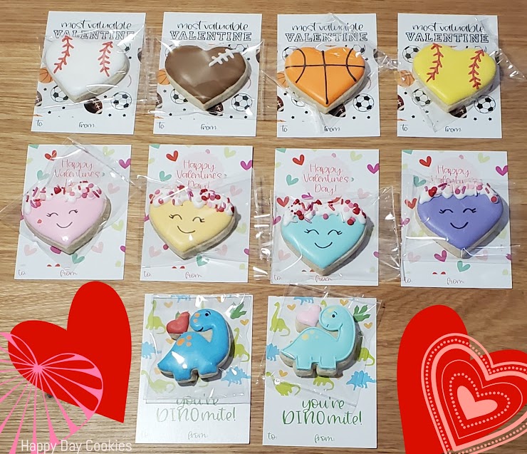 Valentine's Cookie Card - Each 2 1/2"-3" cookie is individually wrapped and attached to a card that you personalize.  