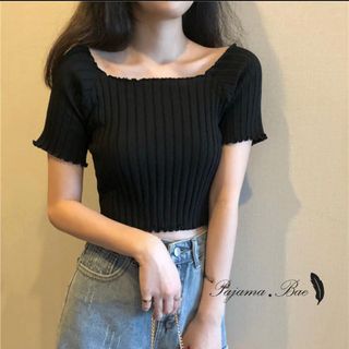 Ruffle top BLACK