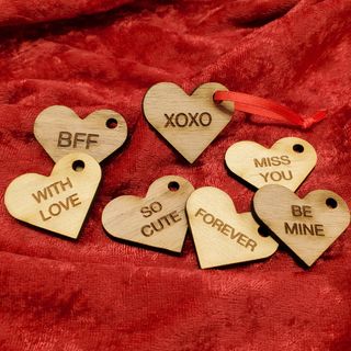 Wood Conversation Hearts - Valentines Day Gift Tags (set of 8)