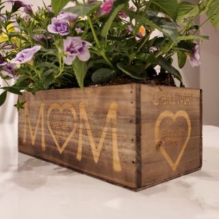 Brown Wood Engraved Planter