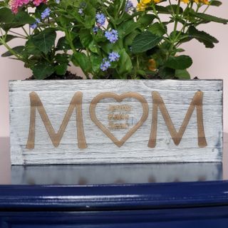 White Engraved Wood Planter