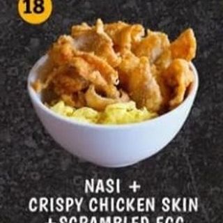 Crispy chiken skin + scrambled egg