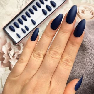 Matte Dark Blue Press Ons - Set of 12 nails with free glue 