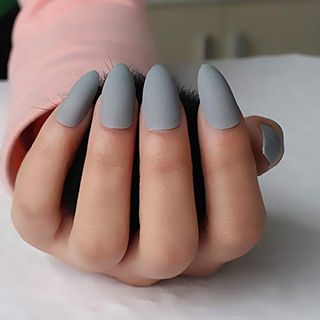 Matte Grey Press Ons - Set of 12 nails with free glue 