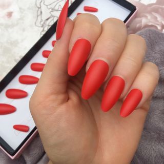 Matte Red Press Ons - Set of 12 nails with free glue 