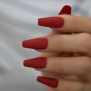 Matte Red Coffin Nails - Set of 24