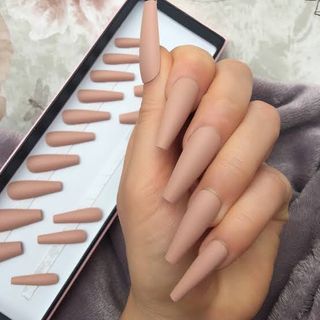 Matte Nude Coffin Nails - Set of 24