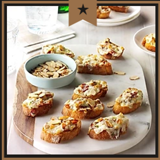 Almond- Bacon Cheese Crostini