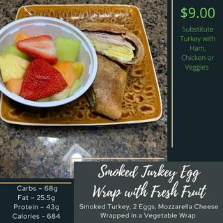 Smoked Turkey Egg Wrap with Fresh Fruit