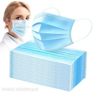 Boite de 50 Masques 3 Plis Adulte - Carton de 40 Boites, soit 2000 Masques