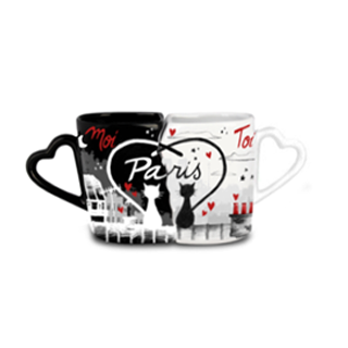 COU006 - MINI COUPLE MUG CHAT AMOUREUX #6753