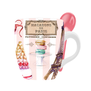 MUG009 - MINI MUG SPOON MACARON ROSE #8781