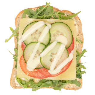 Grain Bread - Cheese, Tomato, Cucumber, Salad Cream & Rocket (V)