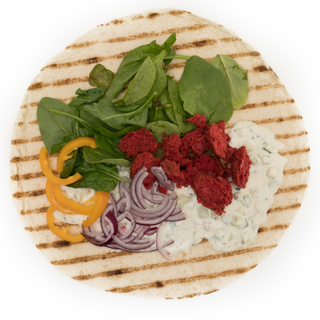 Wrap - Beetroot Falafel, Tzatziki, Yellow Pepper, Red Onion & Rocket (V)