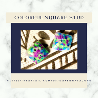 Colorful Square Stud