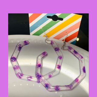 Spots of Purple Large Statement Hoops