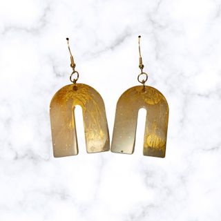 Gold and White Marble Dangle