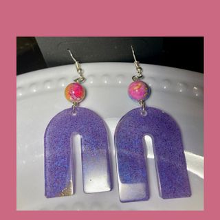 Pink and Purple Statement Earring