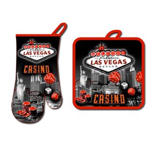 LV OVEN GLOVE + POT HOLDER CASINO VSN #6314