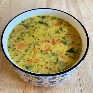 Soupe aux lentilles et lait de coco