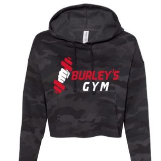 Women's Cropped Hooded Sweatshirt - Black Camo