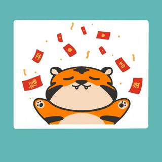 Tiger Falling Red  Envelopes Sticker