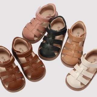 [Pink] Korean Sandals Home Leather Handmade 12-36 months 