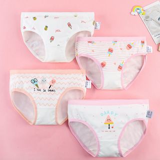 Girls Panties 4 pieces (Random Design: Ice Cream/Cat/Strawberry)