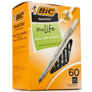 BIC Round Stic Xtra Life Ball Pen 60 Ct. - Black Ink Image