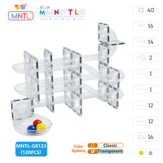 120 Pcs Transparent Marble Run 